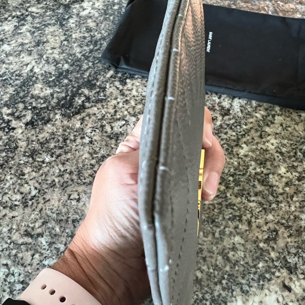 Saint Laurent Grain De Poudre Chevron Monogram Bill Pouch - Picture 11 of 11